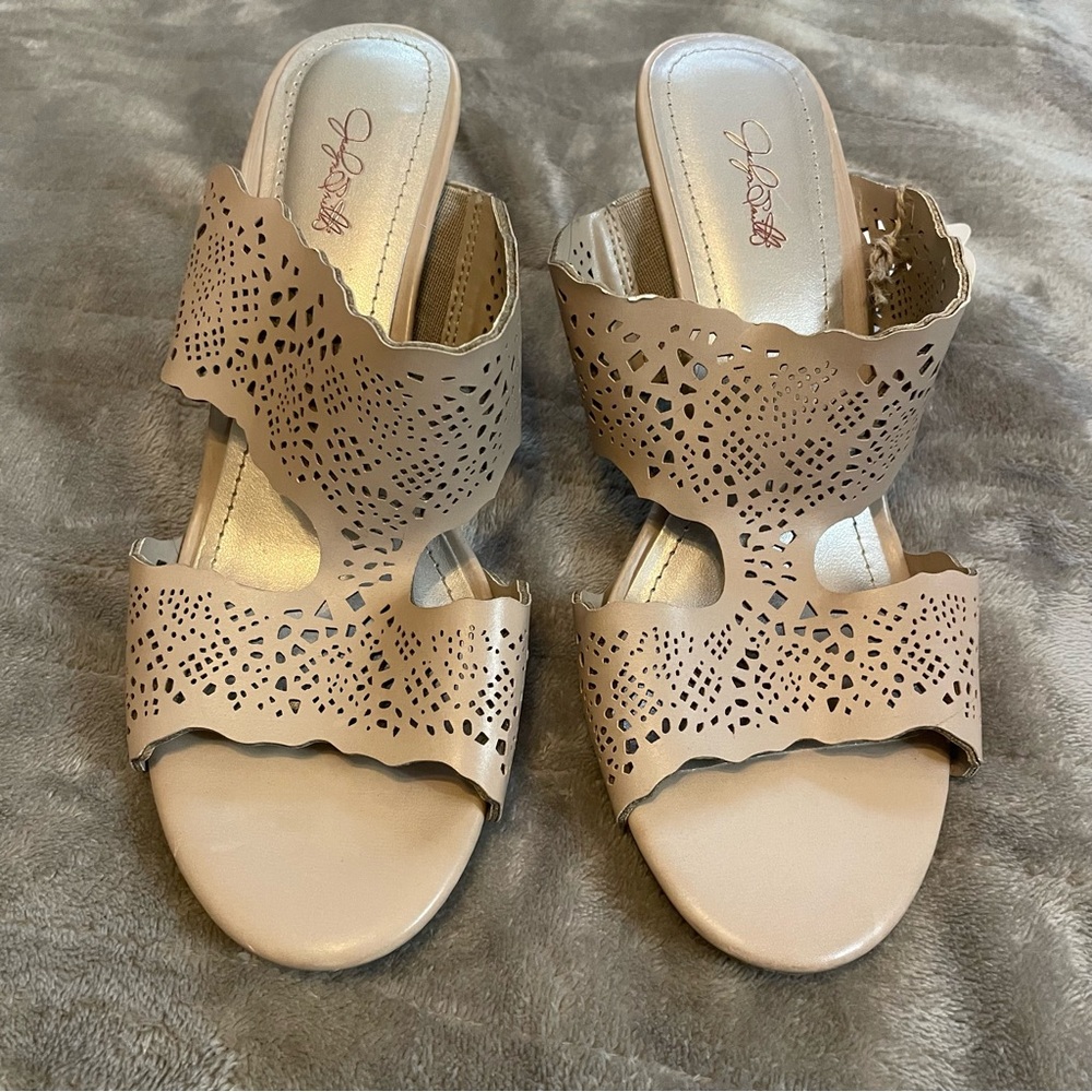 Jaclyn Smith Nude Wedges size 6